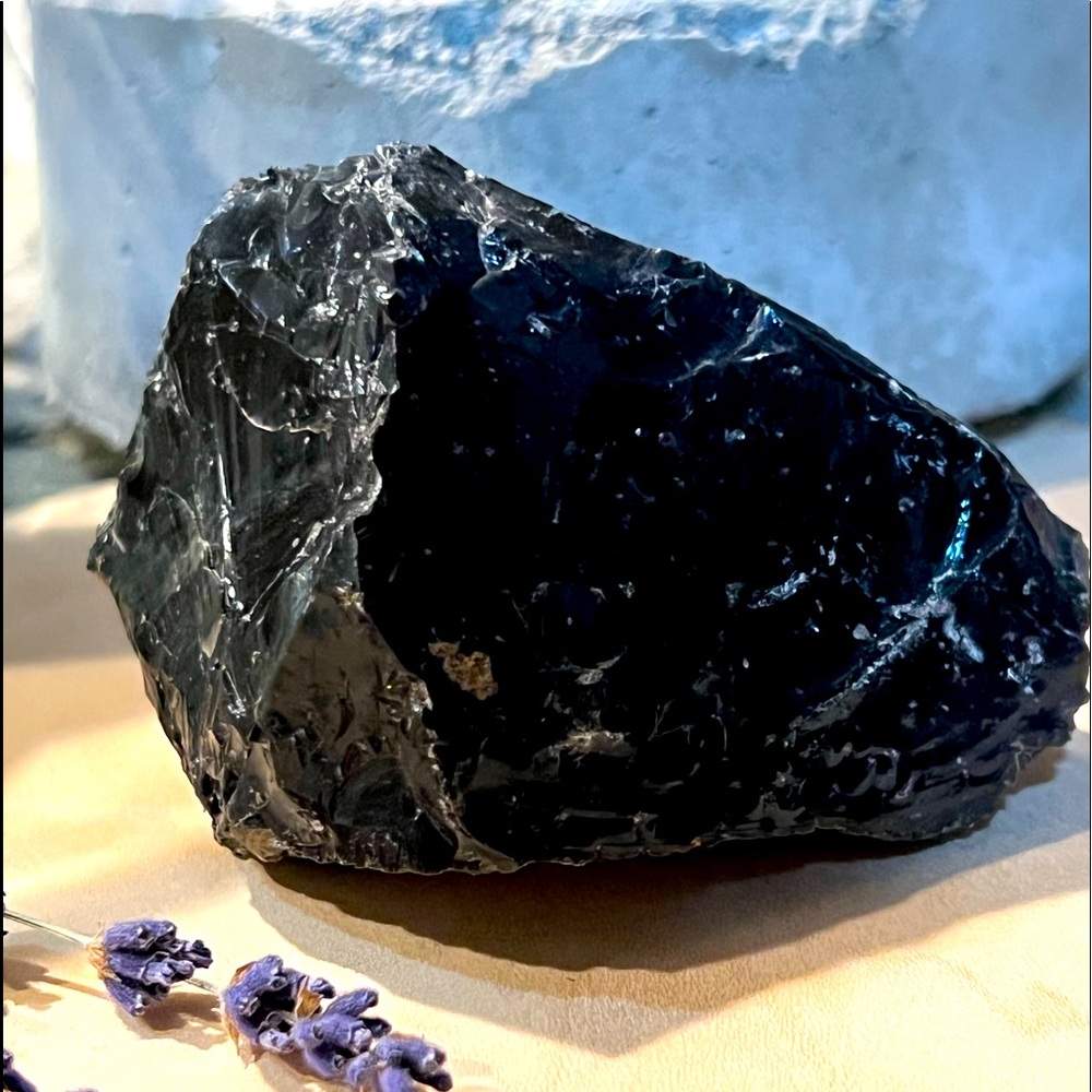 Raw freeform black obsidian